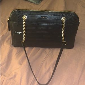 DKNY black croc texture shoulder bag